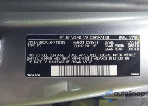 2019 Volvo S90 Hybrid T8 Inscription from USA, damaged, VIN LVYBR0AL8KP110160